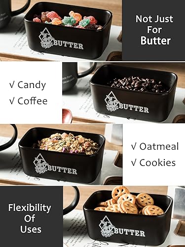 Miniatura 5 de LYEOBOH Mantequillera de cocina, platos de mantequilla de granja con tapa para encimera, soporte hermético de mantequilla cubierto hermético para