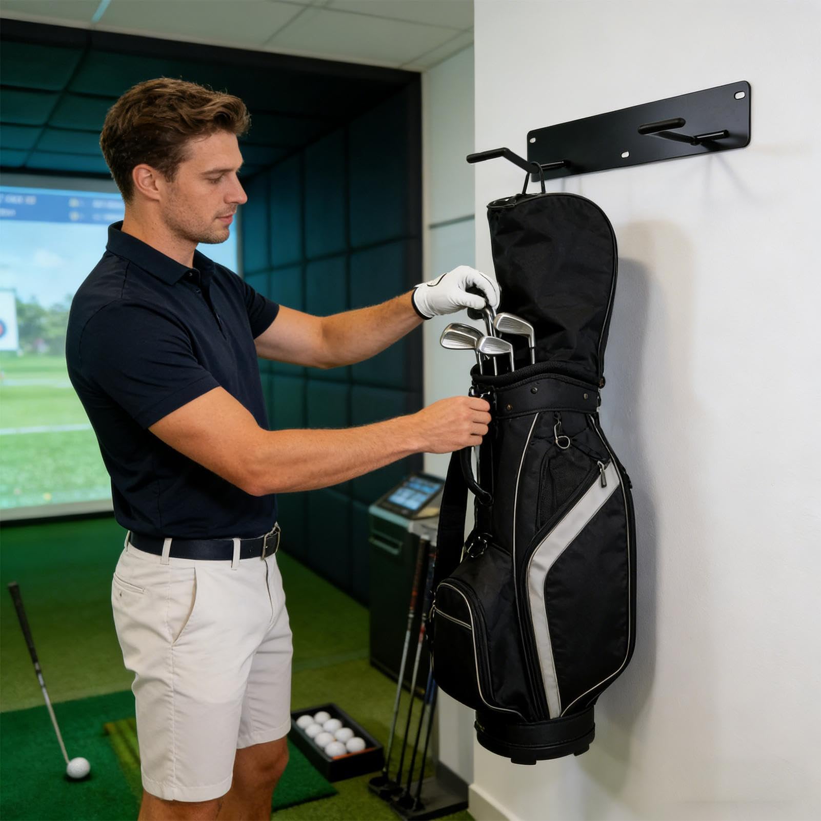 Support mural pour sac de golf Robuste et Gain de Place