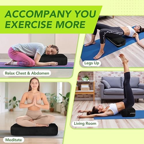 Miniatura 5 de Wellsin Cojín rectangular para yoga, almohada de meditación con funda de gamuza lavable, 27 x 10 x 5.5 pulgadas