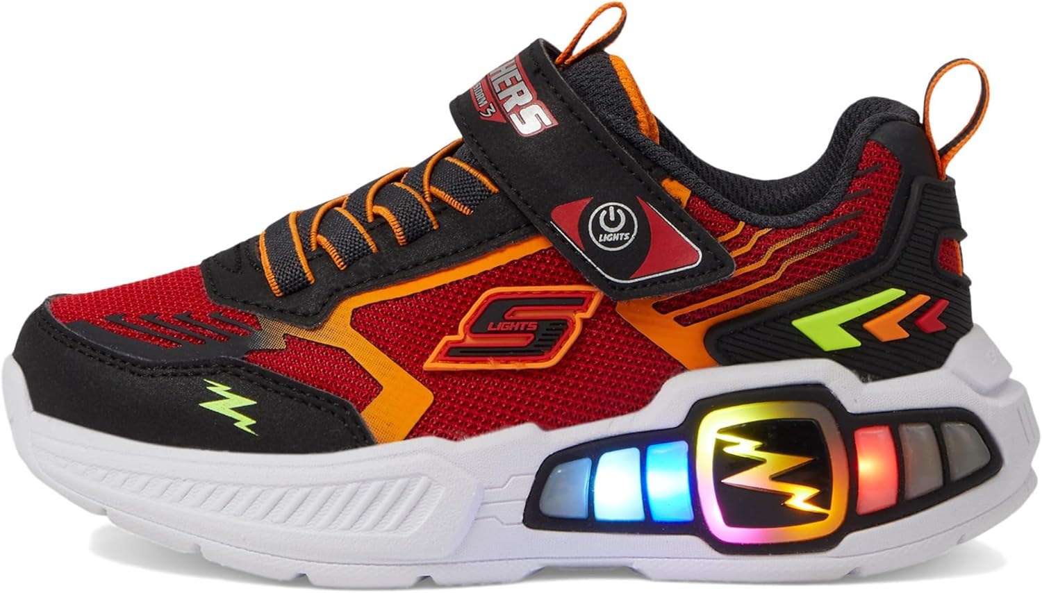 Skechers Boy's Light Storm 3 Sneaker, Black/Red, 2 Little Kid