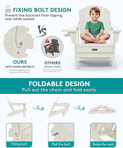 Miniatura 355 de SERWALL - Silla plegable Adirondack para patio, jardín, exterior, resistente a la intemperie, sillas para hoguera, color naranja