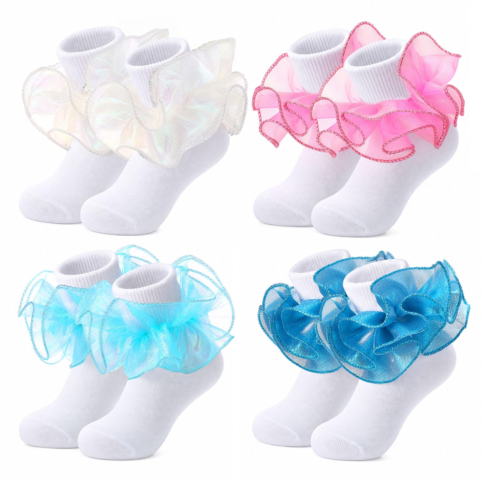 Jspupifip Girls Big Ruffle Socks Soft Cute Classic Toddler