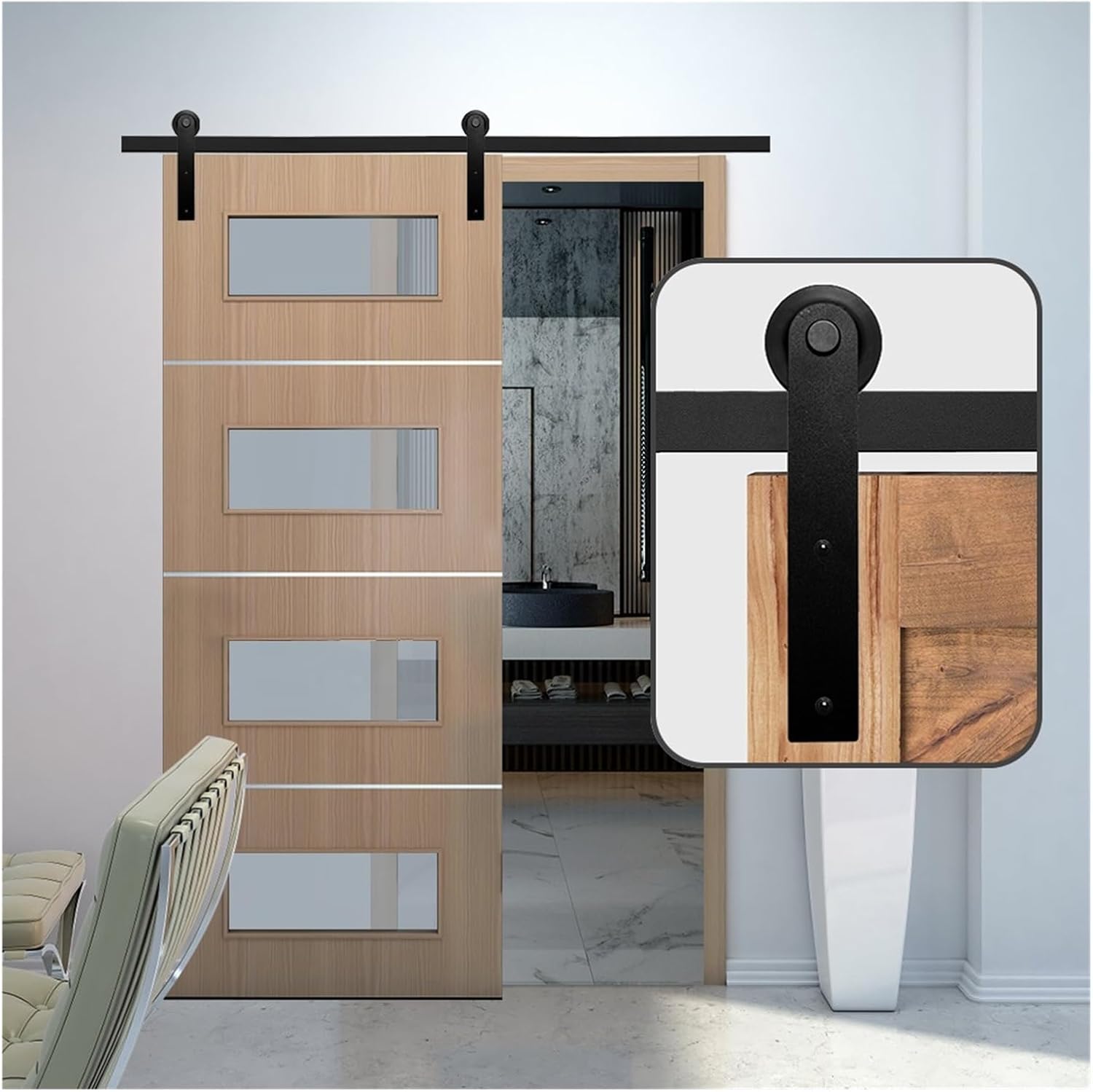 DIY 122m 吊り引き戸レール 4 FT バーンドア金具 引き扉