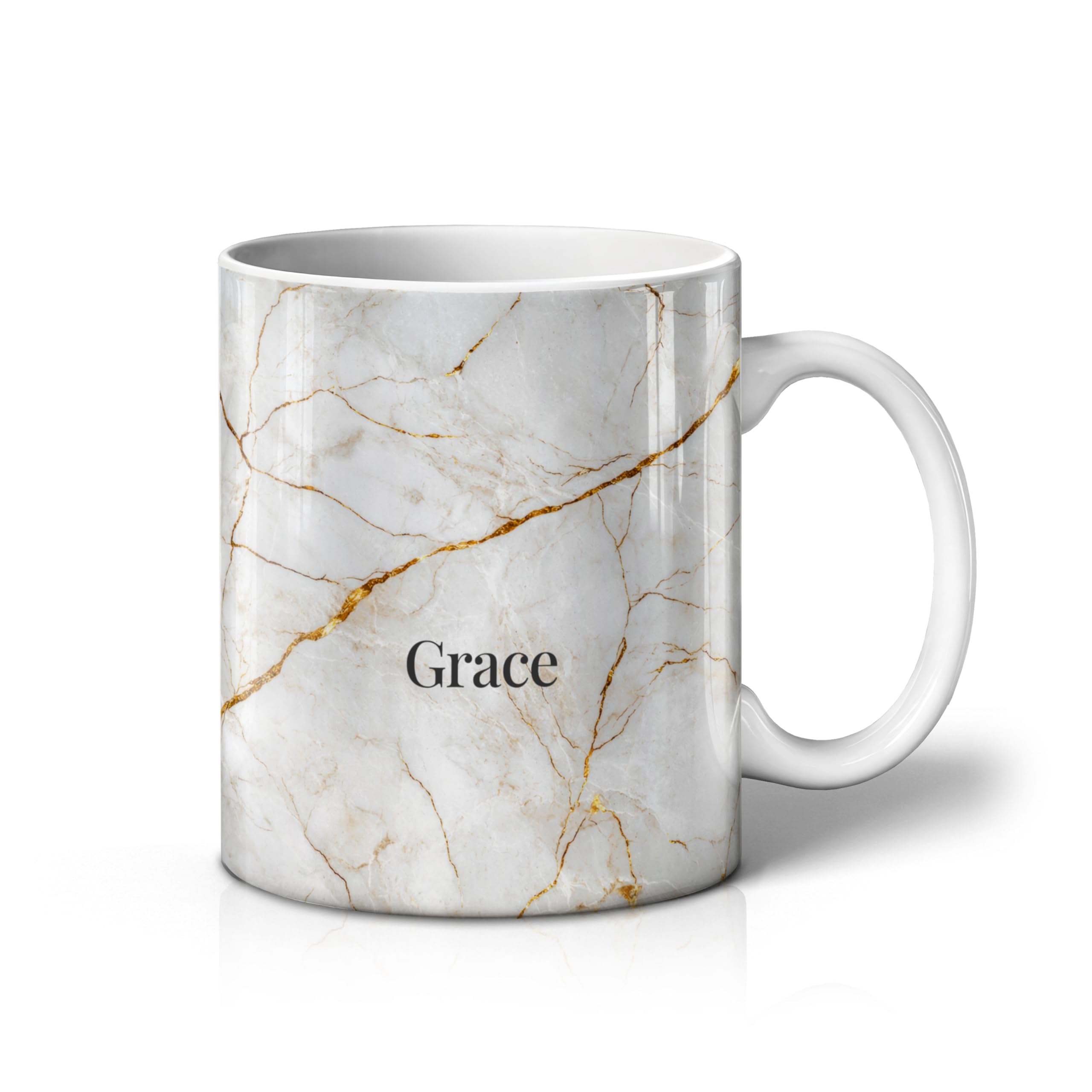 iCaseDesigner Personalised Marble Mug – Custom Name Luxury Agate & Geode Design Cup, Elegant Stone Effect Coffee Mug Gift - 20. Pure Grace Marble — image 1
