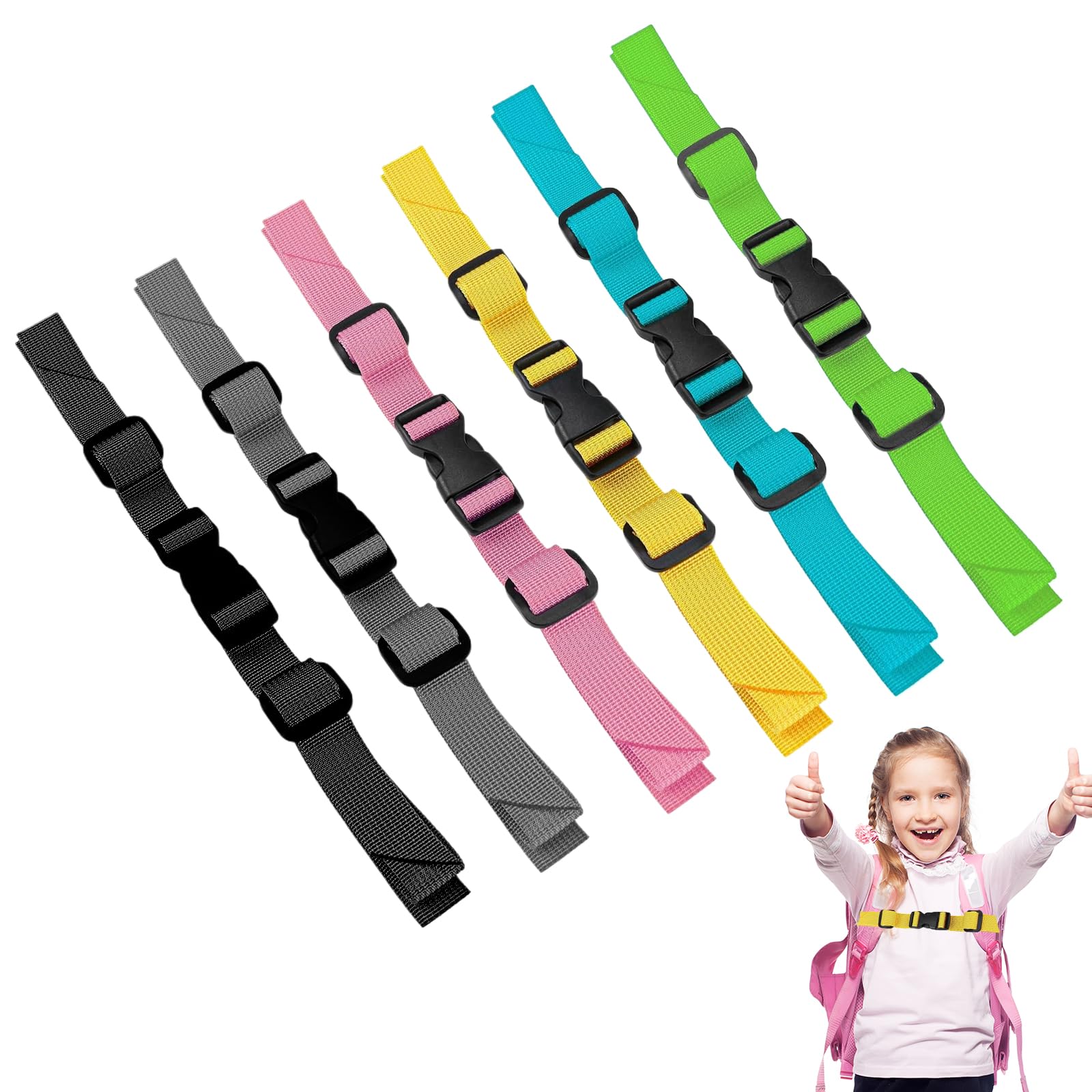 Lot de 6 sangles de poitrine réglables pour sac à dos, sangle de poitrine, pour sac à dos, avec fermeture rapide, sangle antidérapante pour sac à dos scolaire, résistant pour le jogging, la