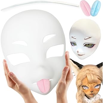 Liokoon Fursuit Head Base Therian Mask Furry White Masks DIY Anime Costume Props for Kawaii Cosplay