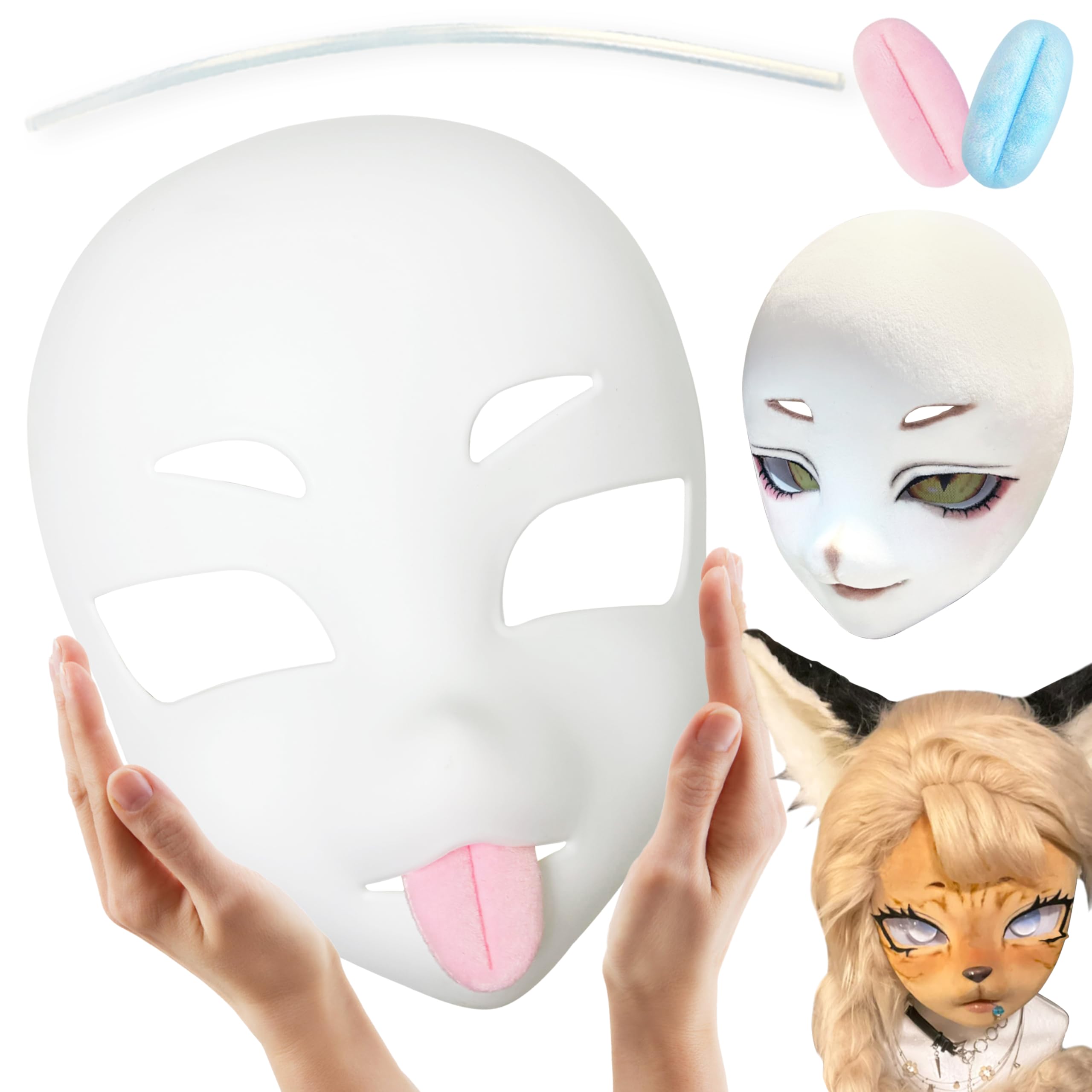 Fursuit Head Base Therian Mask Furry White Masks DIY Anime Costume Props for Kawaii Cosplay