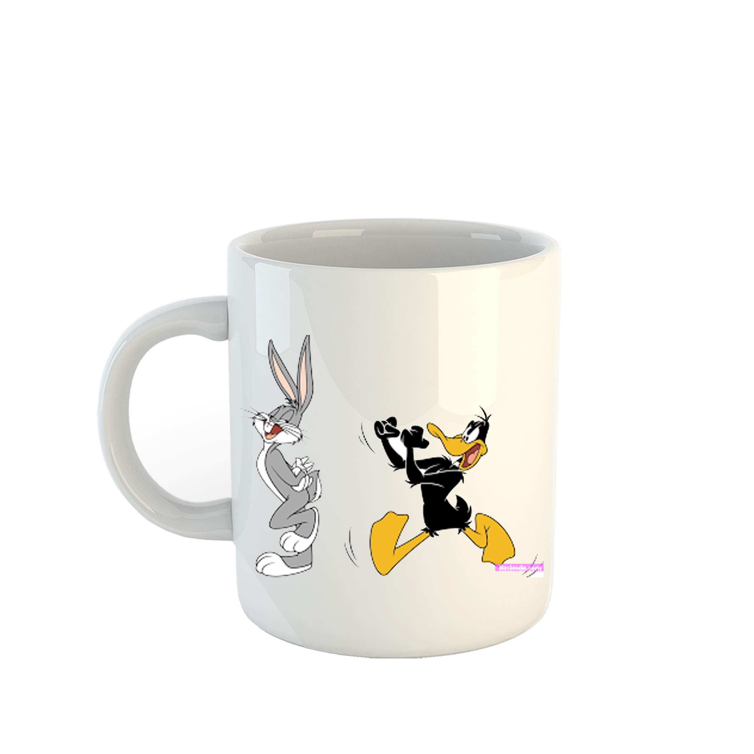 Gen7"Looney Tunes Bug Bunny with Daffy Duck"Cartoon Character,Printed Ceramic Mug. 11 oz White (350 ml Pack of 1)