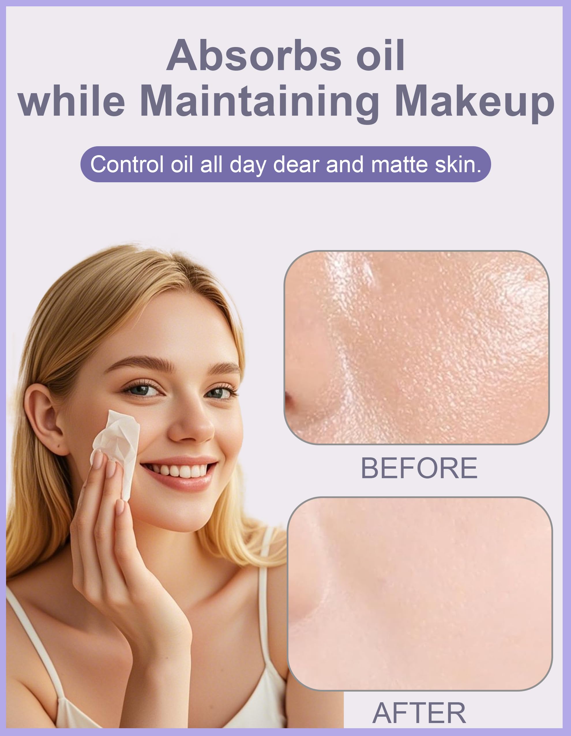 Papel secante de aceite, 300 hojas con espejo, soplo y recambios, absorbe el exceso de aceite facial, controla el brillo, suave para uso de maquillaje, sabor #Gardenia