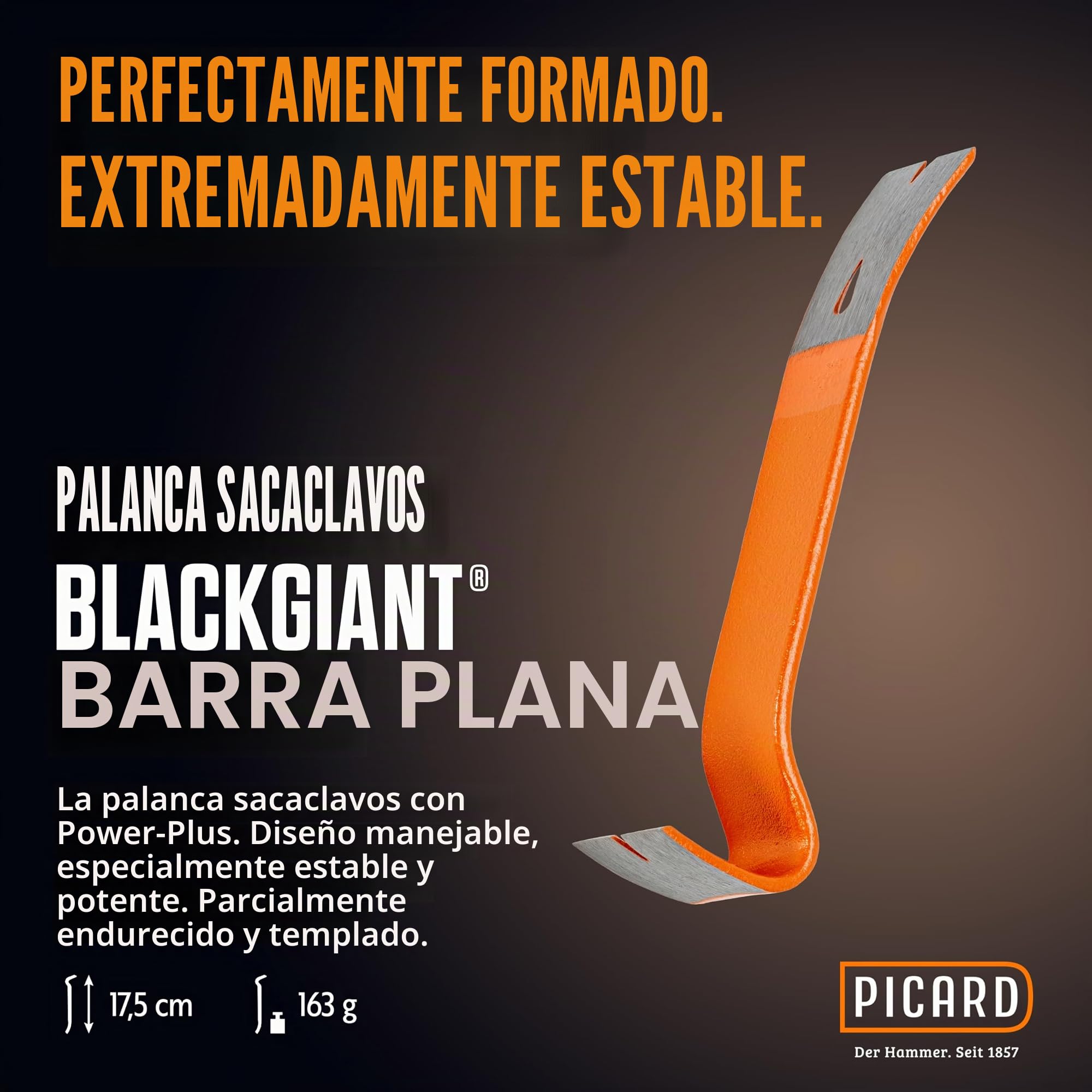 Martillo de carpintero Picard Nr. 298 + sacaclavos | 600 g de peso del cabezal | Pista rugosa | Soporte magnético para clavos | Protegido contra la corrosión | Mango de tubo de acero cromo-molibdeno |