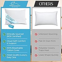 Vista 4 de Cozy Dream - Almohadas de plumas y plumón de ganso, certificado RDS, funda 100% algodón, colección de hotel, para dormir en cama, soporte medio