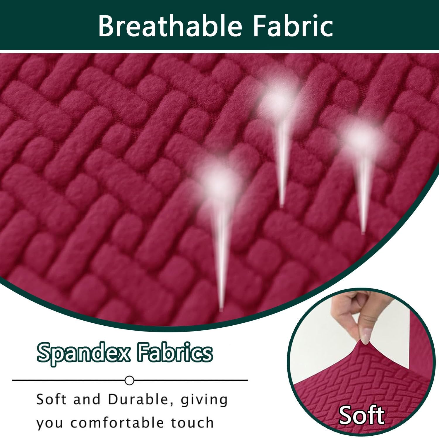 Stretch Armchair Cover Wingback Side Chair Slipcovers Set of 6 4 2 Soft Dining Chair Protector Non Slip Cover Washable for Banquet (Burgundy Set of 6)