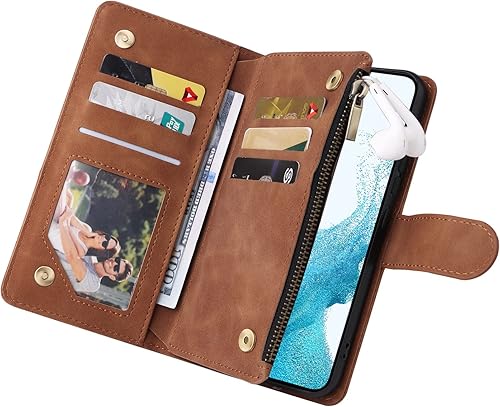 Miniatura 4 de LBYZCASE Funda para Galaxy A54 5G con ranuras para tarjetas bloqueo RFID, función atril con cierre magnético, cierre magnético, correa de muñeca