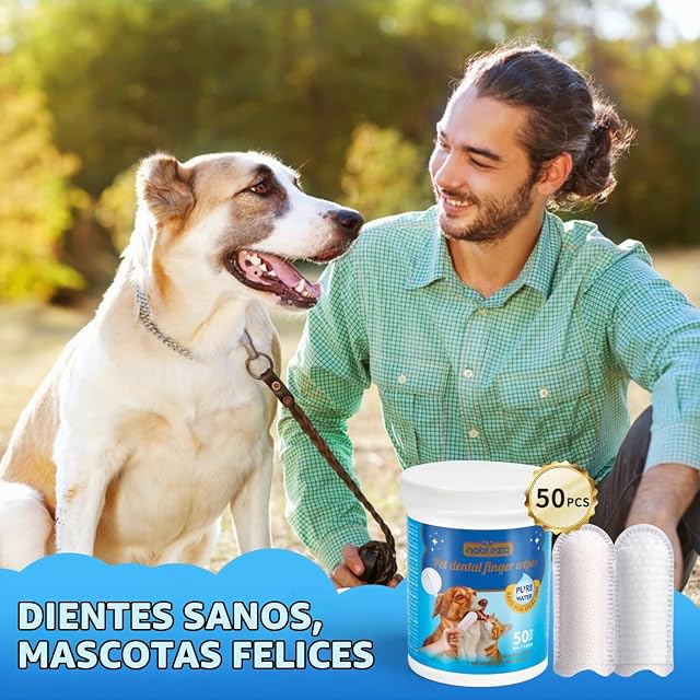 Foto 6 de 7 de Nobleza Almohadillas de Limpieza de Dientes para Perro y Gato, 50pcs Toallitas de Higiene para Perros
