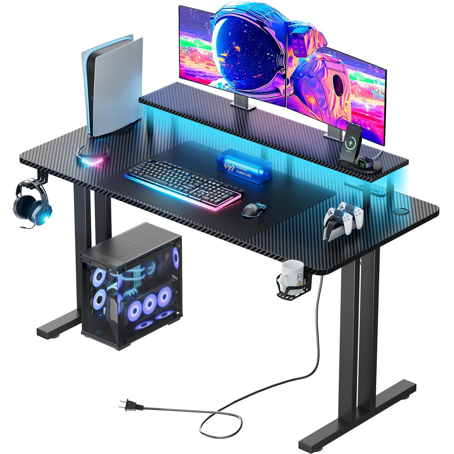 Amazon | HLDIRECT ゲーミングデスク パソコンデスク LEDテープライト
