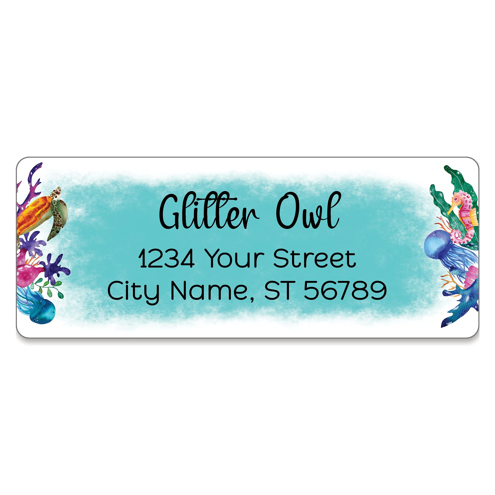 Personalized Return Address Labels Sea - Set of 120 Under the Sea Custom Mailing Labels for Envelopes, Self Adhesive Flat Sheet Rectangle Personalized