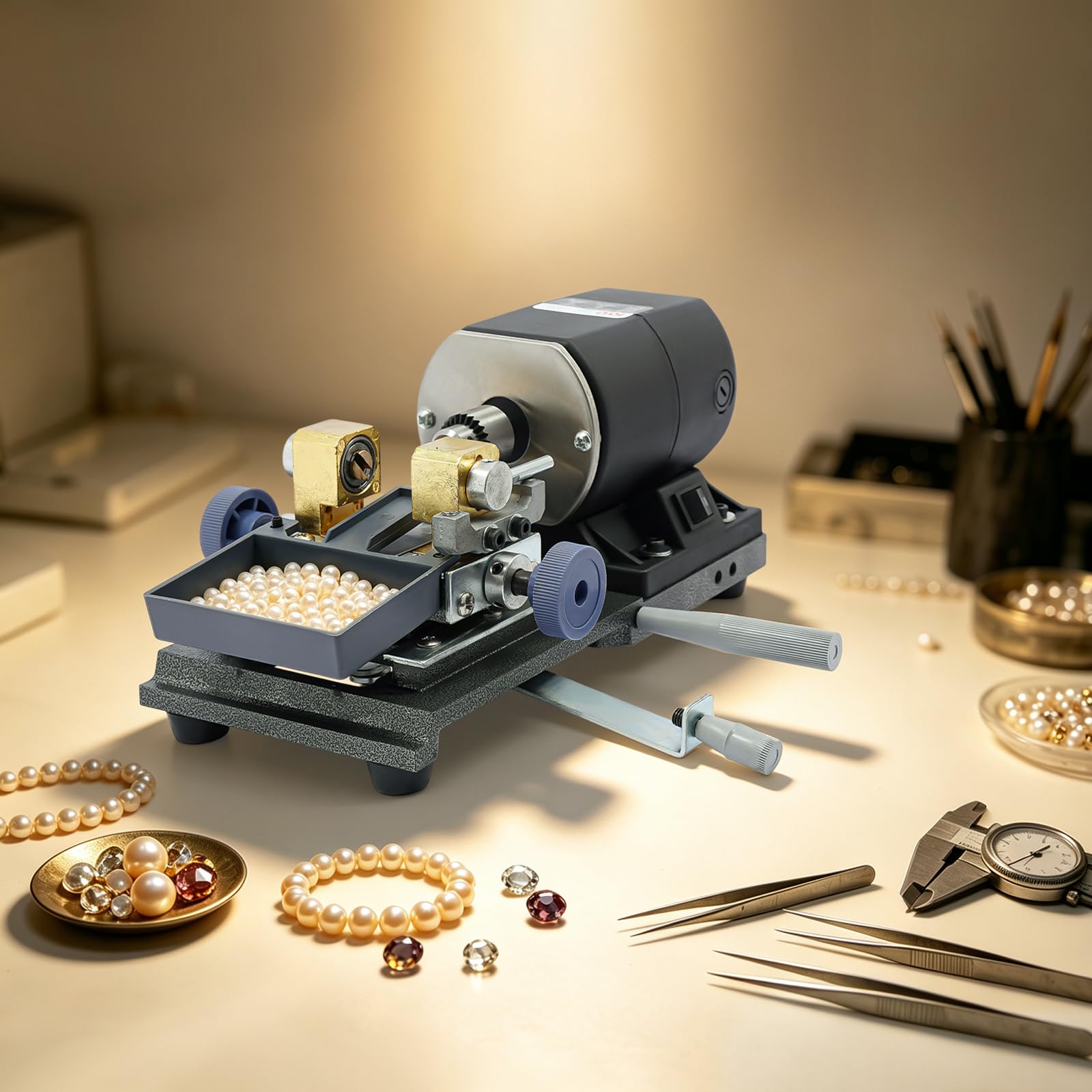 Perlenbohrmaschine 480W, 500–15000 U/min, mit Fußpedal & 20 Spannzangen
