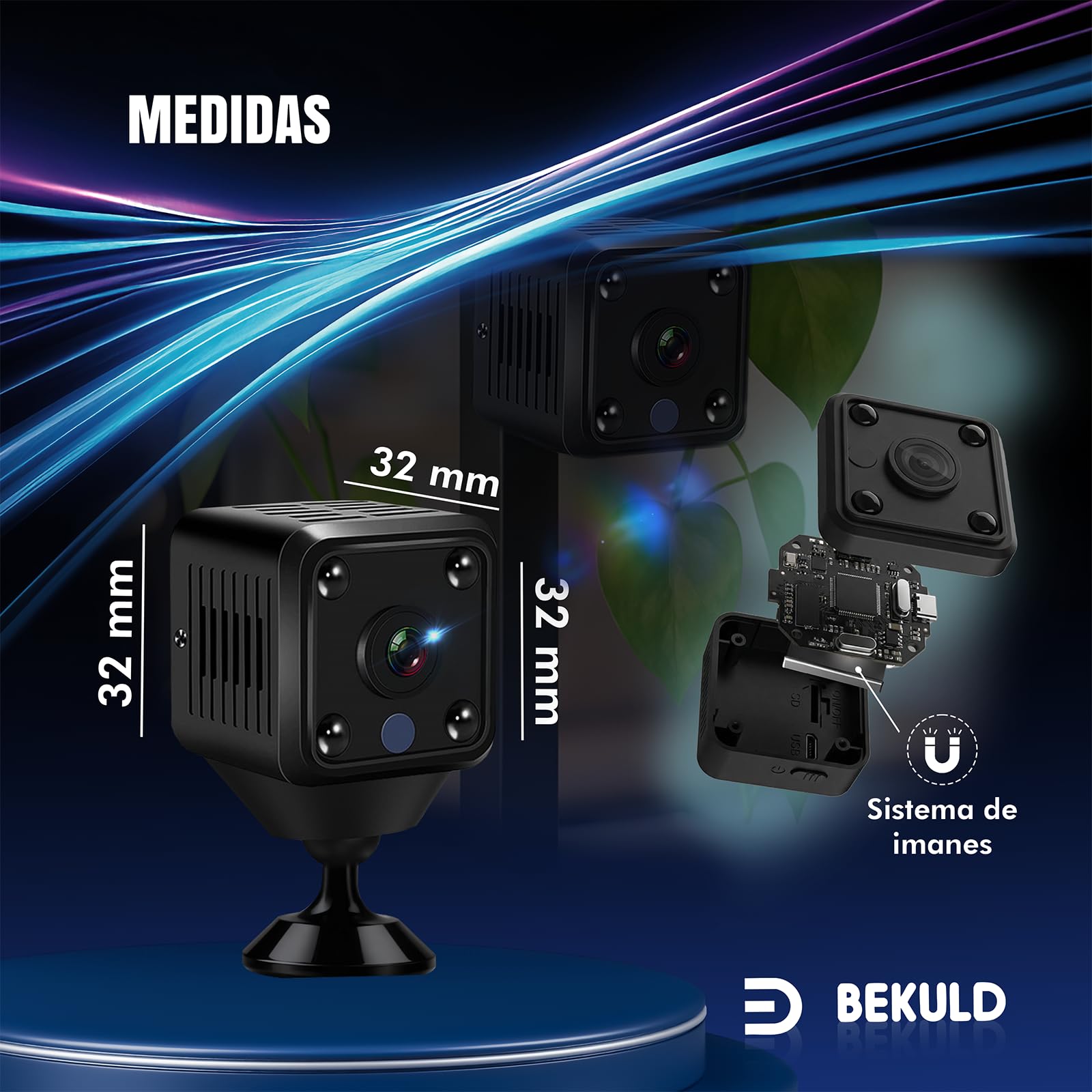 Bekuld Super Pack De Mini Camara Espia 2K + Soporte + Lector de Tarjetas | Camaras Espias Camufladas con Vision Nocturna y Detección de Movimiento 2.4GHz | Camara Oculta App (iOS/Android) — view 7
