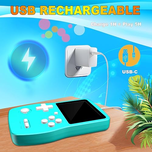 Miniatura 5 de Juego de mano de 32 bits para niños precargado 139 videojuegos retro, pantalla IPS de 3.0 pulgadas y batería recargable, sistema de juego portátil,