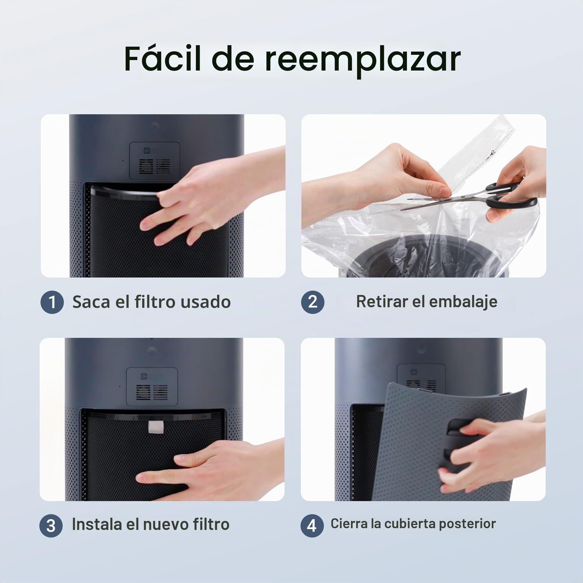 Smartmi- Filtro H13 True HEPA para purificador de aire, carbón activado y filtros preliminares – absorbe polen, olores, humo y humo en casa, oficina