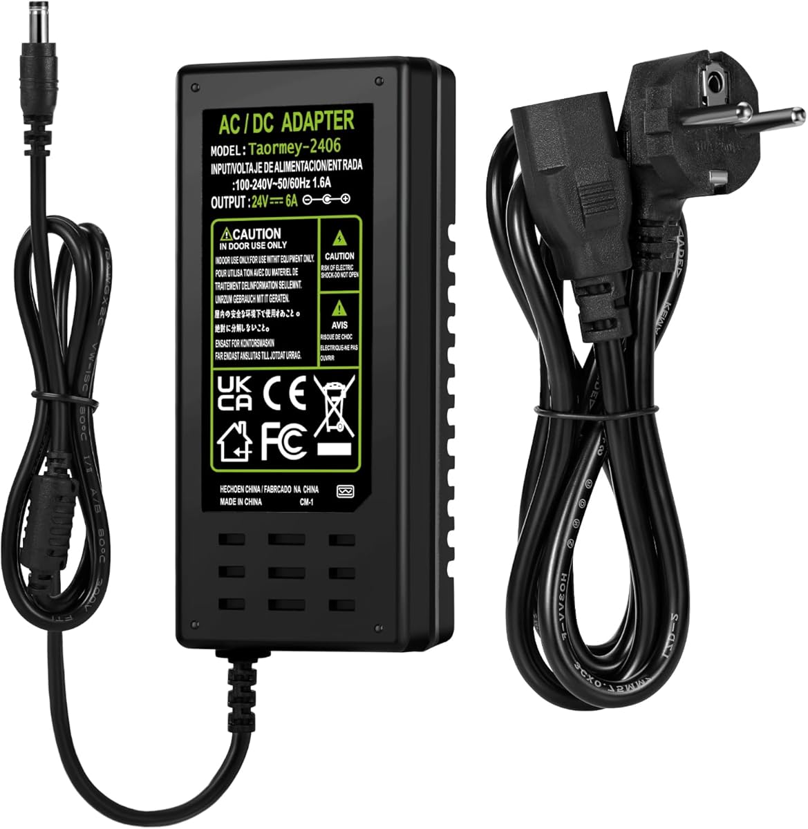 24V 6A Netzteil Adapter, Universal netzteil AC 100-240V bis DC 24 Volt 6 Amp Stromversorgung für LED Streifen, TVs DVD LCD Monitor Funkgerät Kamera - Euro Stecker 5,5 * 2,5/2,1mm