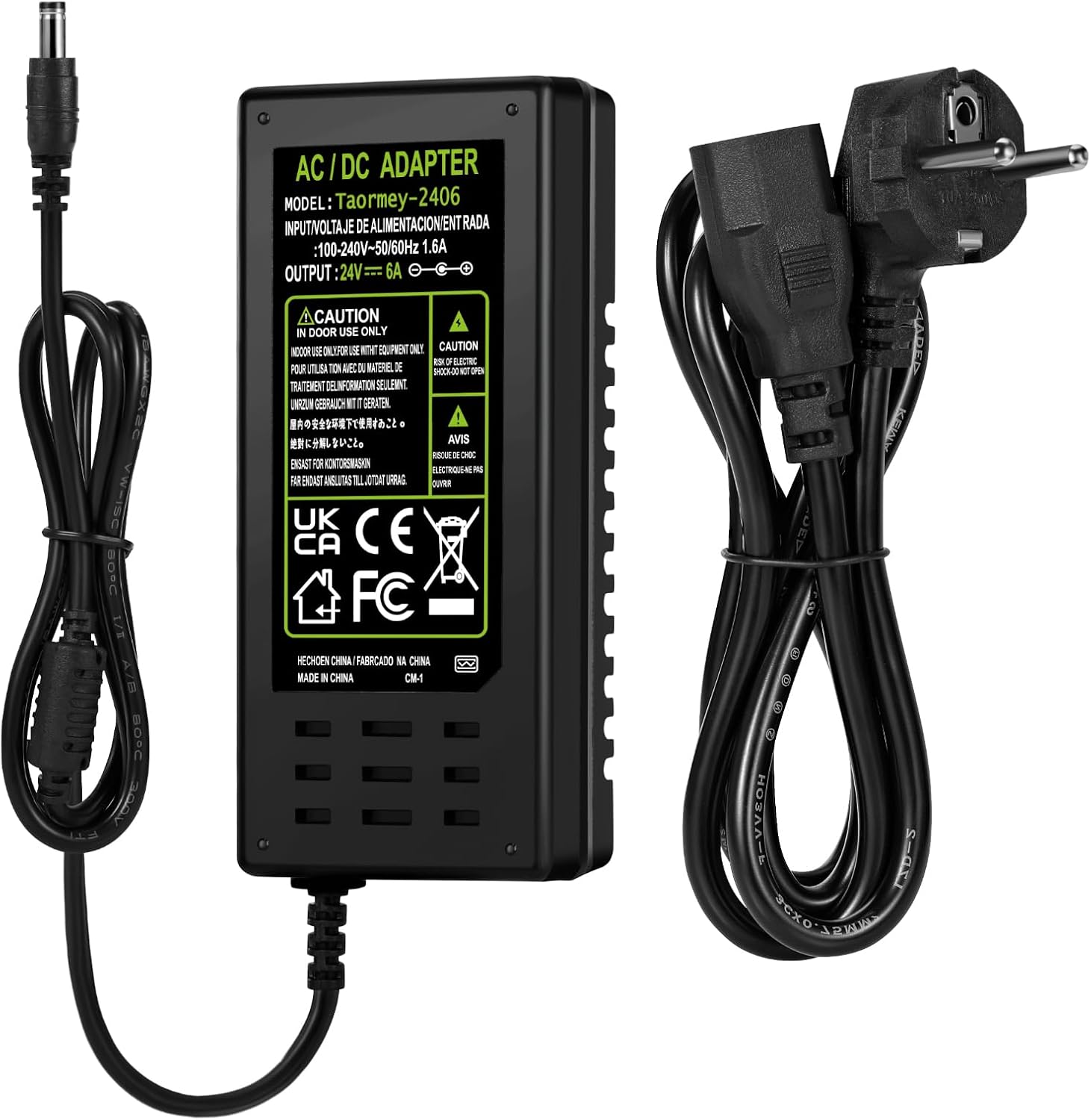 24V 6A Netzteil Adapter, Universal netzteil AC 100-240V bis DC 24 Volt 6 Amp Stromversorgung für LED Streifen, TVs DVD LCD Monitor Funkgerät Kamera - Euro Stecker 5,5 * 2,5/2,1mm