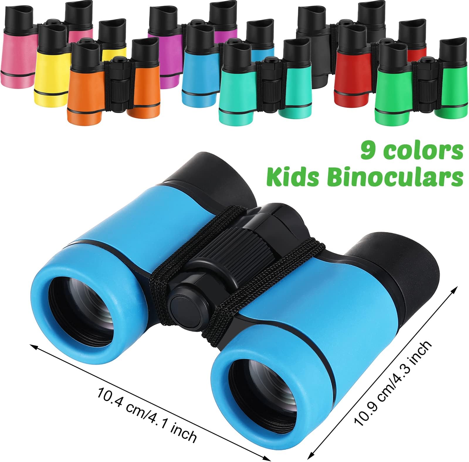 Yunsailing 9 Pack Kid Binoculars Shockproof Mini Compact Binoculars Gifts for 3-12 Years Boys Girls Folding Small Telescope Binoculars for Kids Bird Watching Camping Outdoor Play, 9 Colors