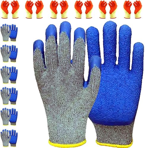 Miniatura 2 de Guantes de trabajo con revestimiento de látex, guantes protectores resistentes para constructores, jardín y trabajo. Ajuste seguro con agarre
