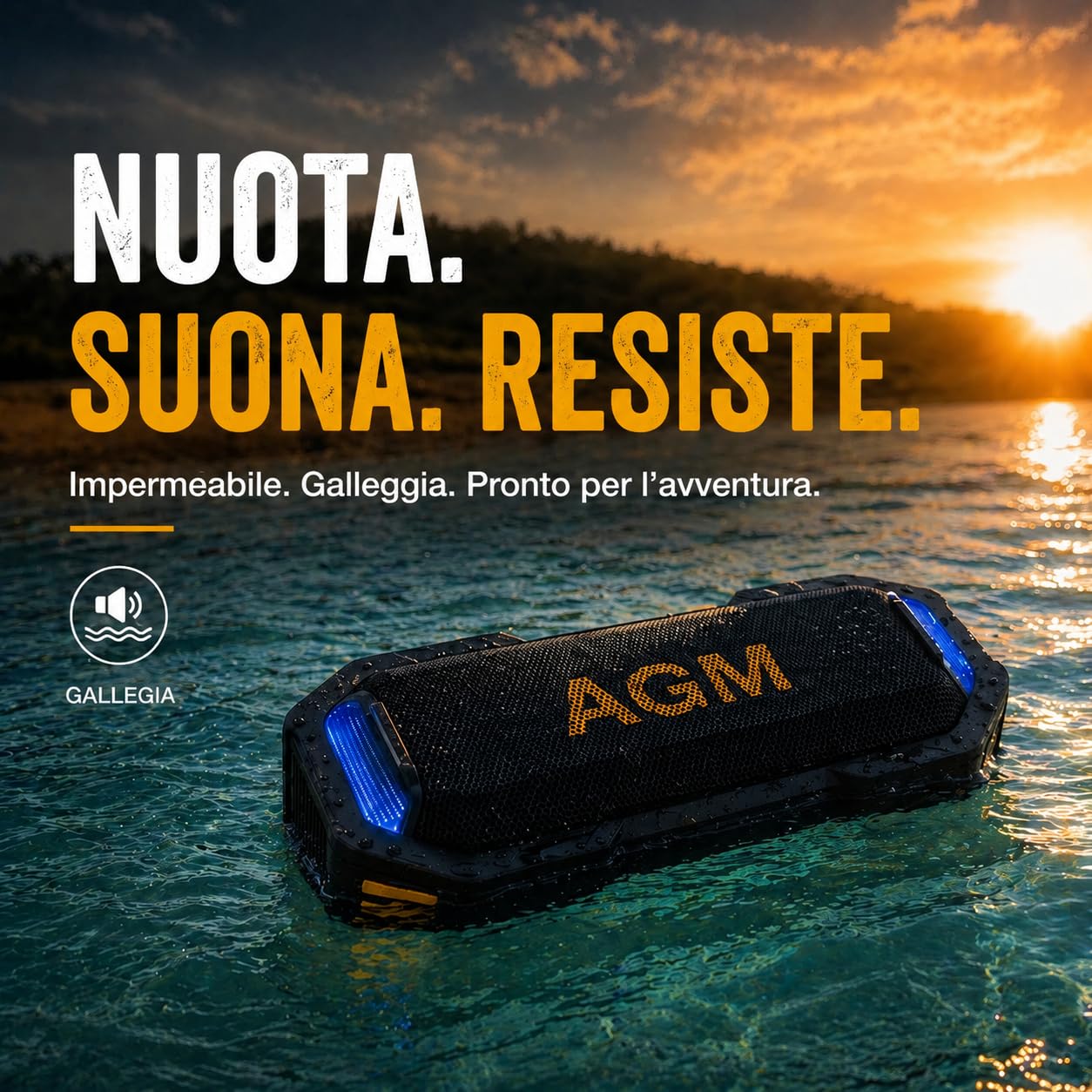 AGM Magrock Cassa Bluetooth Portatile Con Magnetico,IP67 Impermeabile | Potente Altoparlante Doppio Basso Driver,8.5 Ore di Autonomia,TWS Accoppiamento,RGB,Ideale Attività All'aperto/Feste/Viaggi