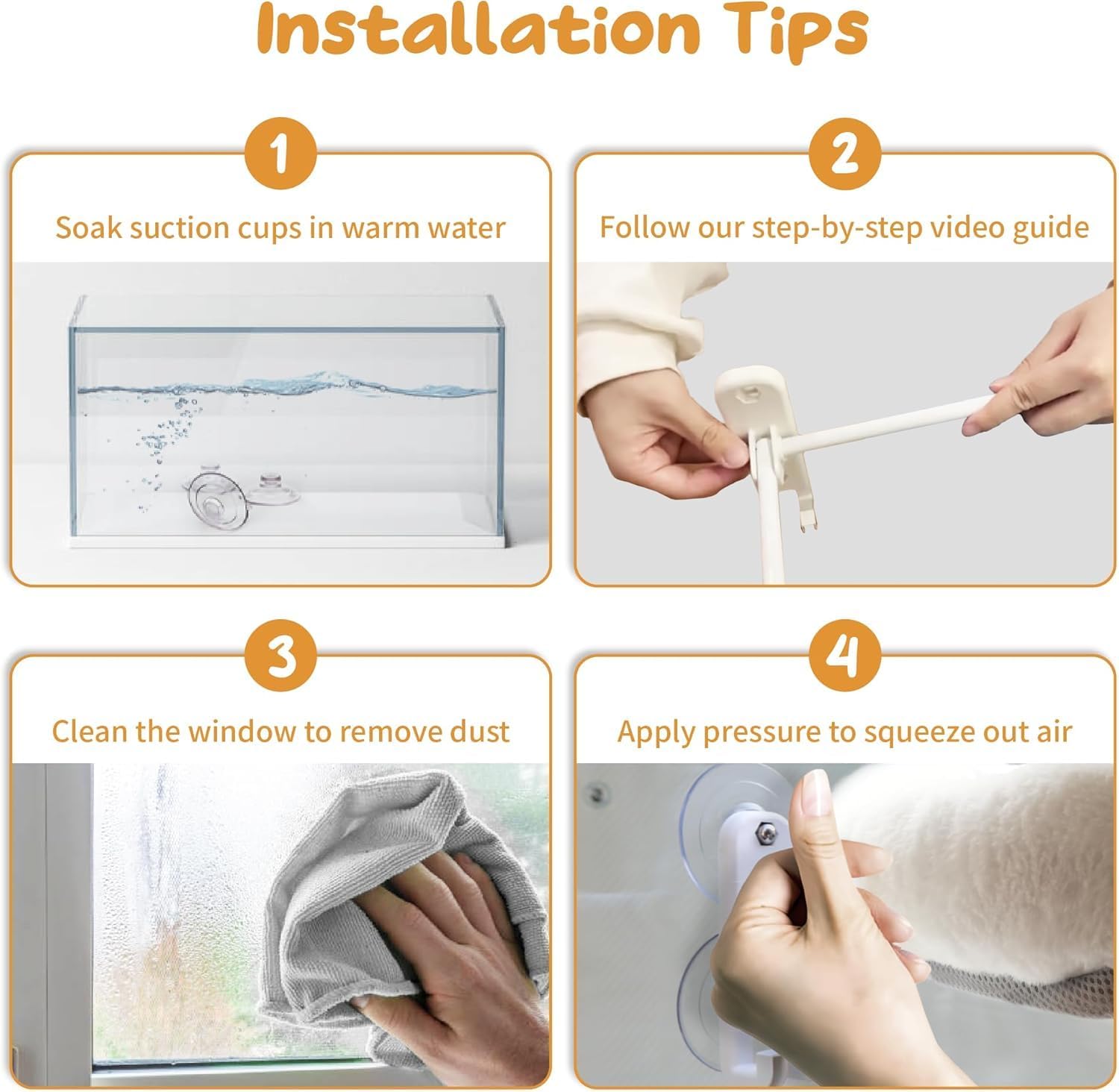 Cordless Cat Window Perch, Foldable Cat Window Hammock, 4 Strong Suction Cups, Solid Metal Frame, Patented Hook Design (Cushion White L)