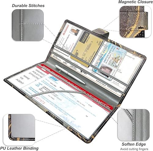 Miniatura 6 de RSAquar Soporte para registro y seguro de automóvil, organizador de guantera, accesorios para automóvil, soporte para documentos de automóvil para