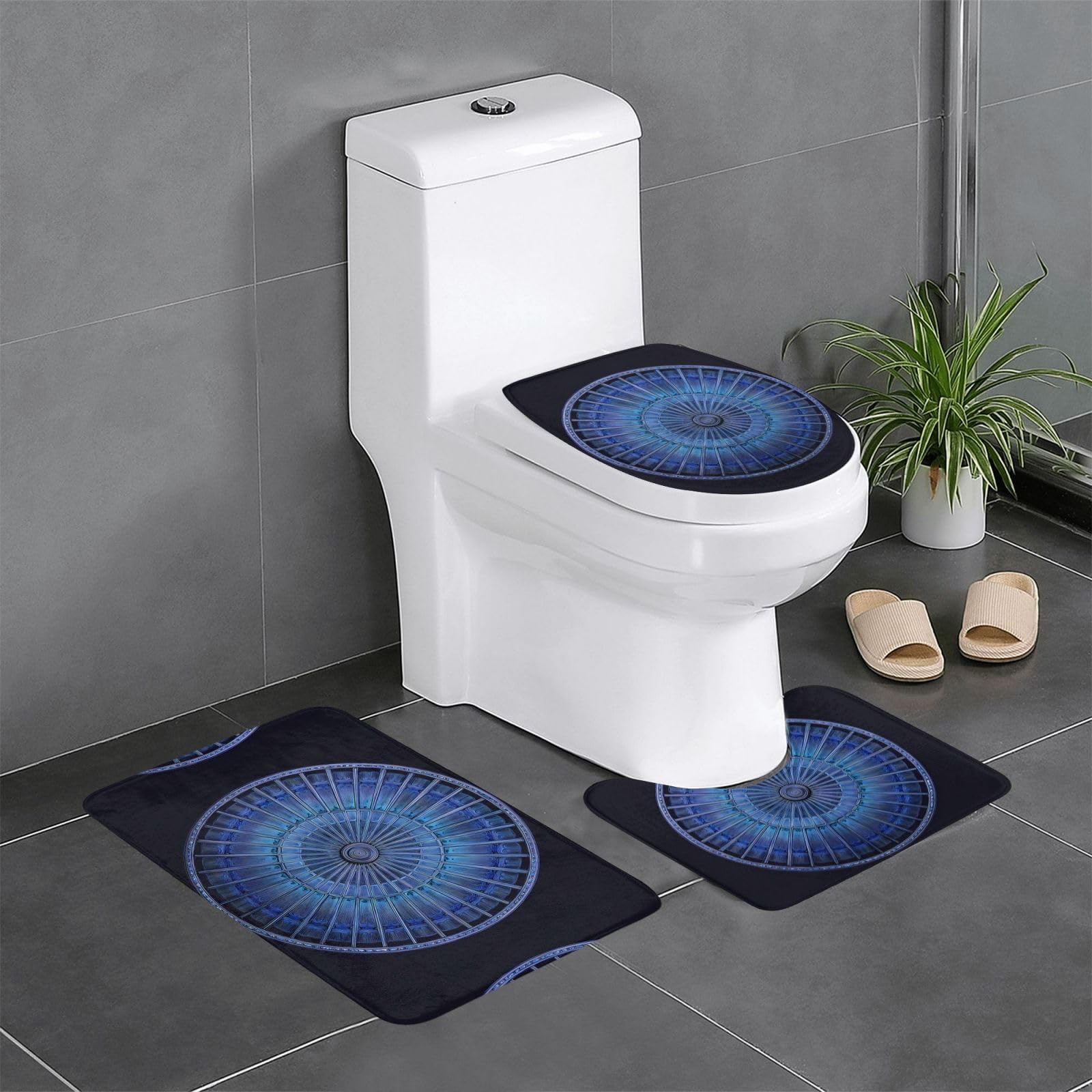 Tapis de salle de bain antidérapant lot de 3 tapis wc lavabo facile à nettoyer