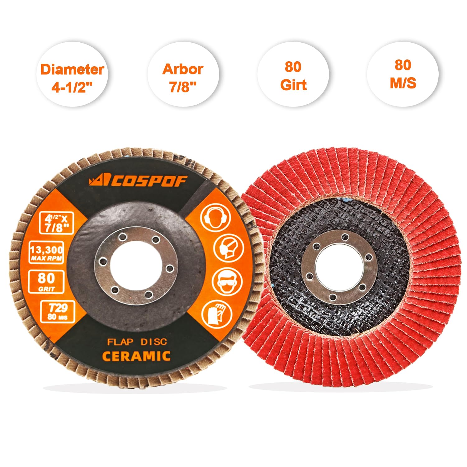 Ceramic Flap Discs - 10 Pack for Angle Grinders -2
