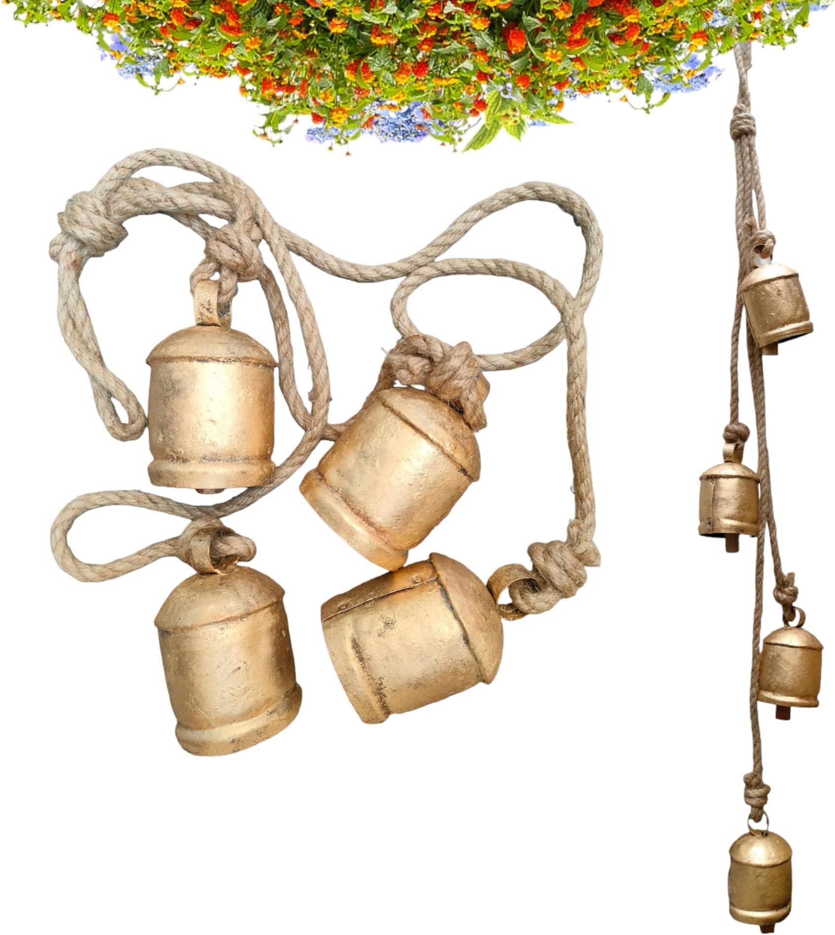 Christmas Decorations Indoor Christmas Garland Home Decor of Brass Bells Door Chime Cow Bell Harmony Rustic Vintage Wall Hanging Decor Wreath Outdoor Door Bell
