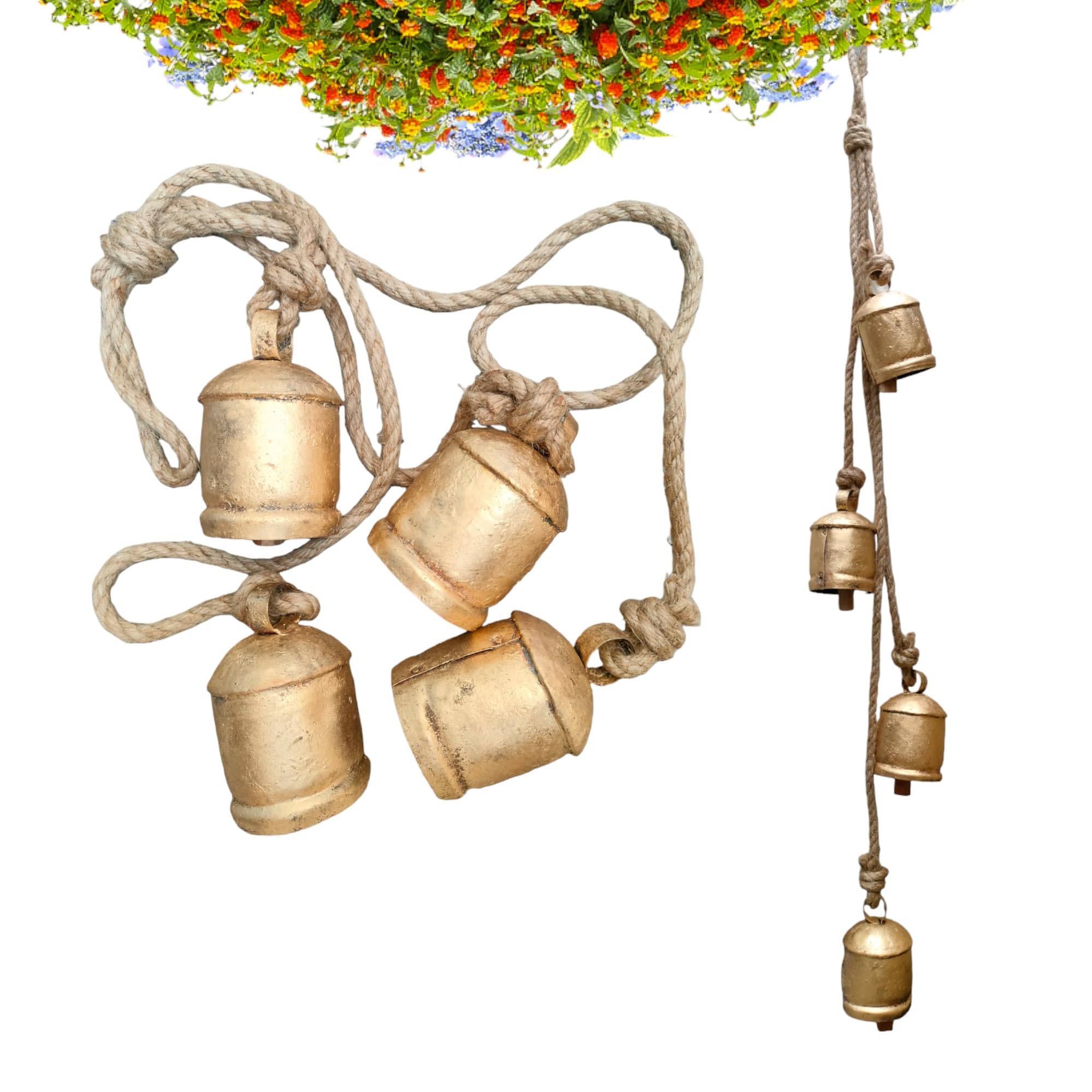 Christmas Decorations Indoor Christmas Garland Home Decor of Brass Bells Door Chime Cow Bell Harmony Rustic Vintage Wall Hanging Decor Wreath Outdoor Door Bell
