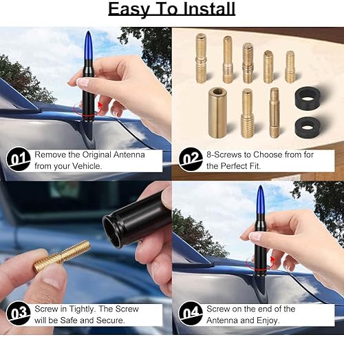 Miniatura 4 de Z-oneMart Antena de repuesto para vehículo de 5.4 pulgadas con Dodge, Ford, Chevrolet, Toyota, Jeep, GMC Antena de radio para automóvil que mejora