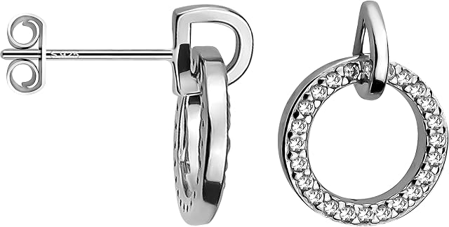 SOFIA MILANI - Women's Earrings 925 Silver - with Zirconia Stones - Circle Stud Earrings - 20639