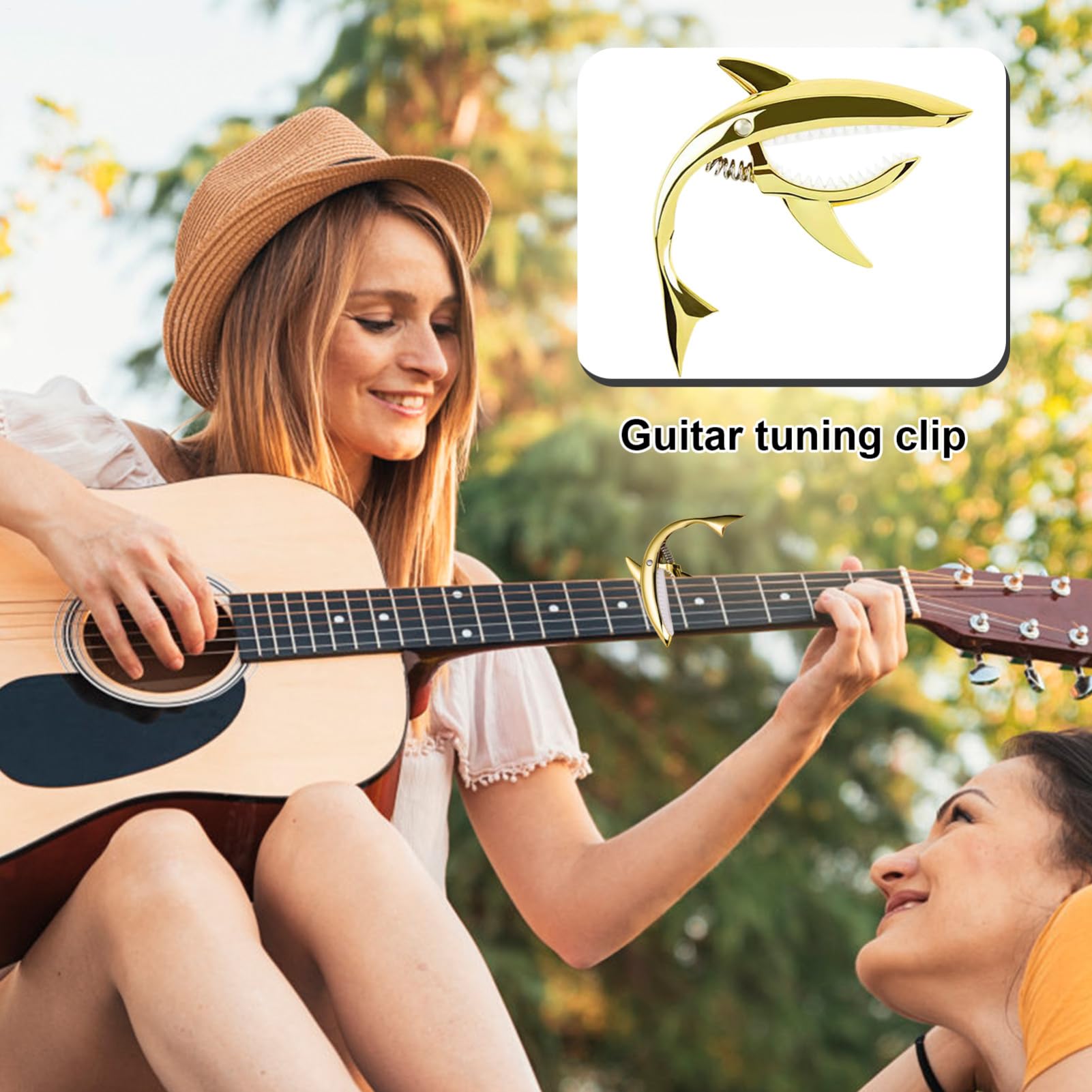 Changeur de clé en métal – Clip de guitare en forme d'aileron de requin, équipement musical unique en forme d'animal avec coussin en silicone souple, prise en main ergonomique à dégagement rapide