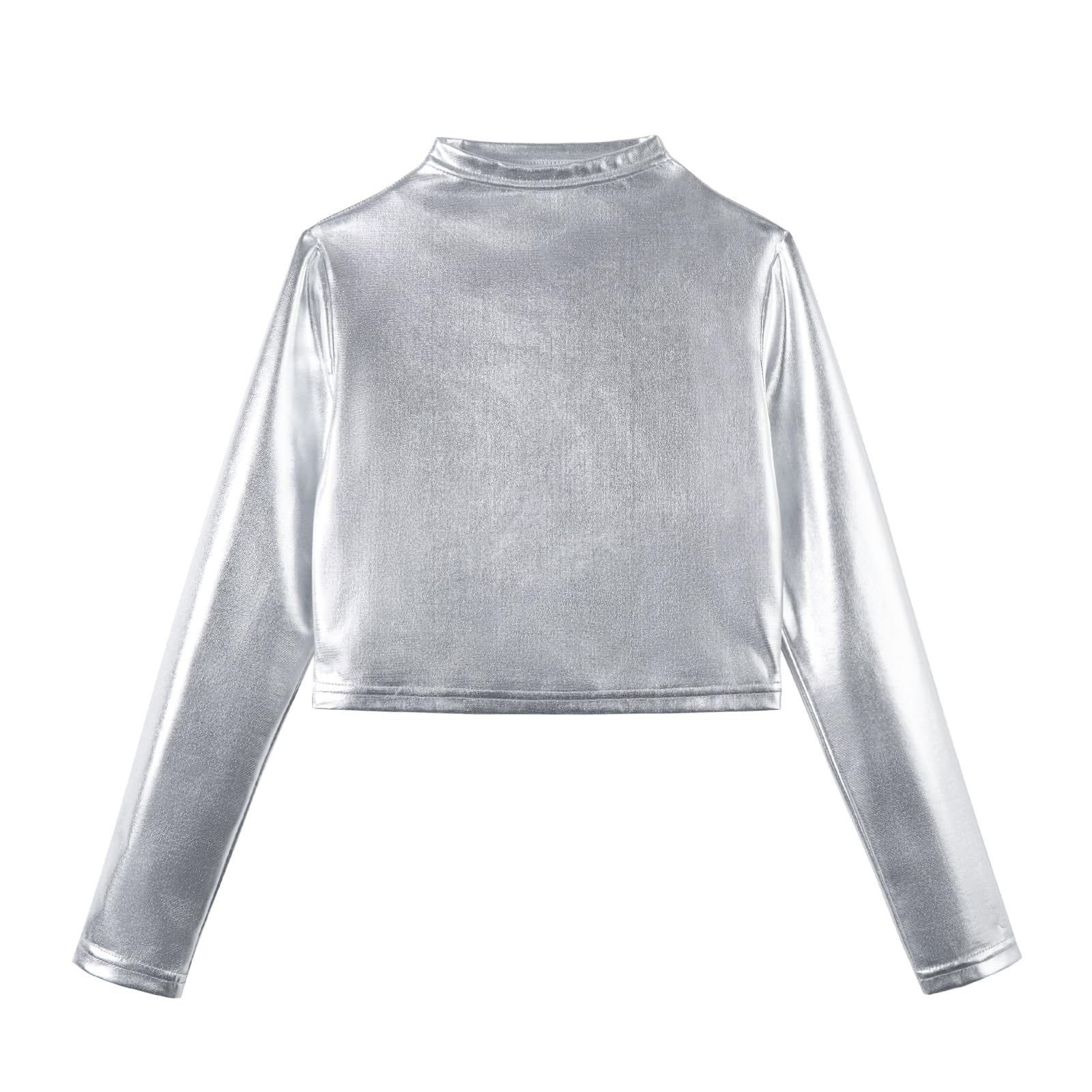 LOLANTA Top Corto Metallizzato da Bambina, Mezza Dolcevita, Maglia da Ballo Scintillante e Scintillante per Hip Hop, Disco, palco e Feste