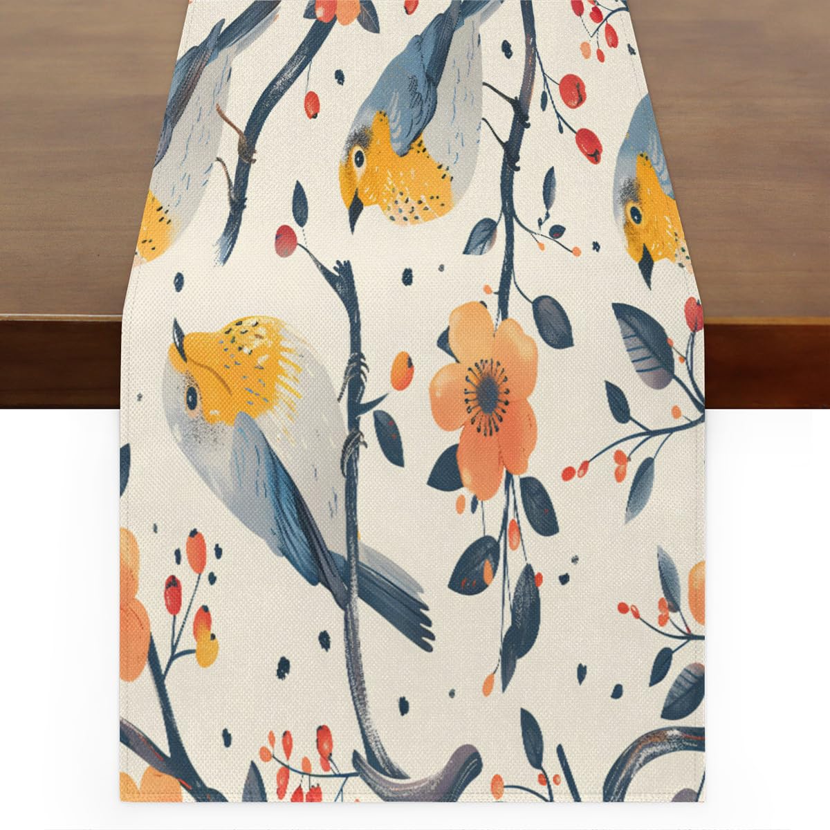 Chemin de table floral coloré de 33x228 cm pour décoration de salle à manger