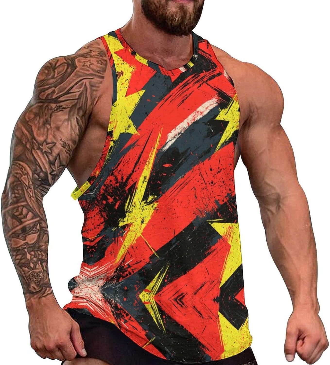 Surge Stripe Men's All Over Print Muscle Tank Top Sleeveless V Neck Workout Gym Casual Sports Tee S‑5XL