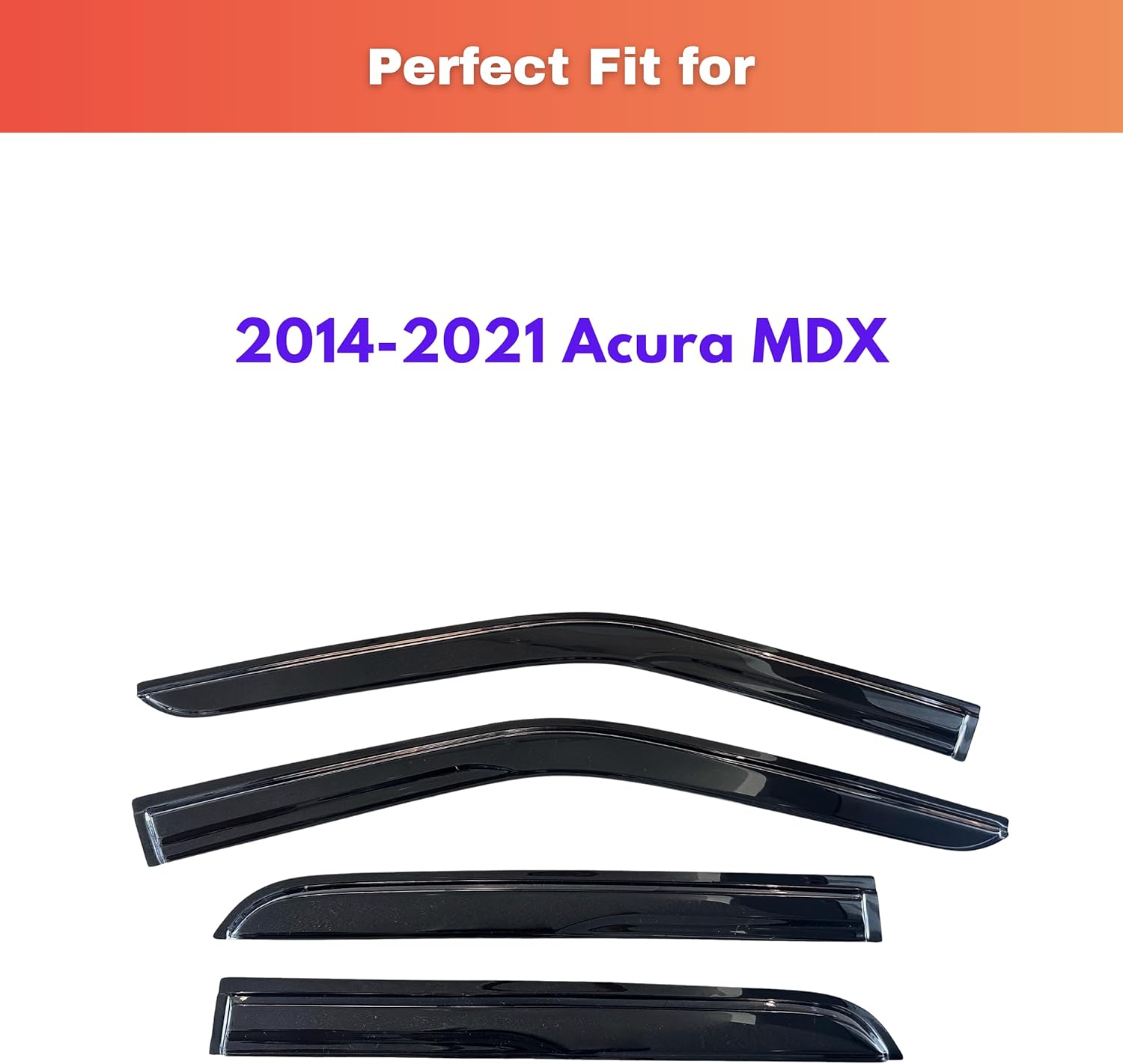 kpy rain guards fit for 2014-2021 acura mdx, out-channel window visors vent wind deflectors 4pc, car accessories for 14-21 acura mdx 2014-2021 mdx