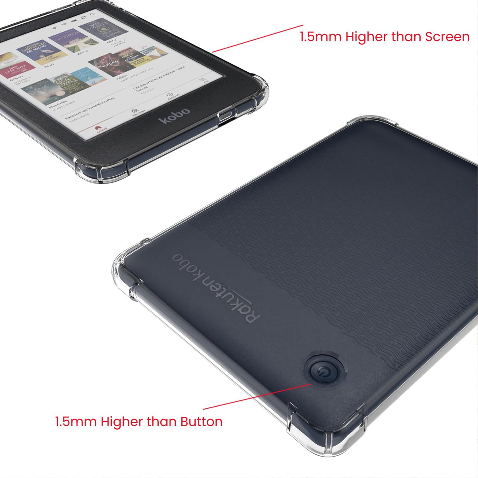 Funda Transparente TPU + 2 Protectores De Pantalla Templados Para Kobo Clara BW / Clara Colour (6")