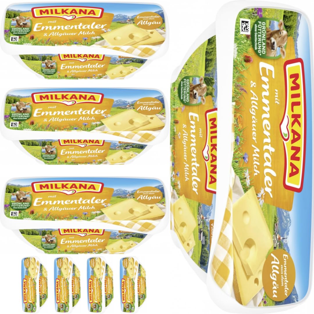 Milkana Schmelzkäse mit Emmentaler Frischkäse käse 190 gramm x 8 STÜCK [Frischegarantie]