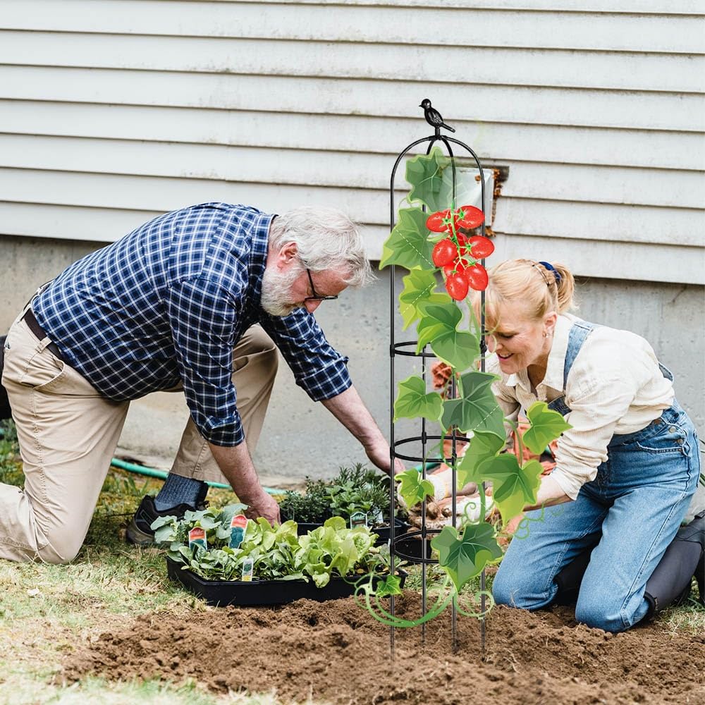Generico Obelisco per Giardino Traliccio per Piante Rampicanti Colonna di Rose Supporto per Pomodori Cetrioli Altezza 65 Cm 85 Cm 115 Cm 145 Cm 165 Cm 175 Cm 205 Cm(Bianca,25x175cm)