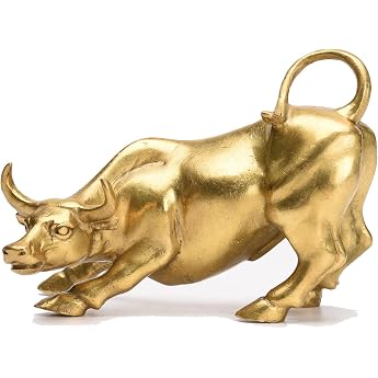 TQGJST52 Brass Feng Shui Good Luck Symbol of Stock Market Home Office Decoration Representing Career Wealth Happiness Statue