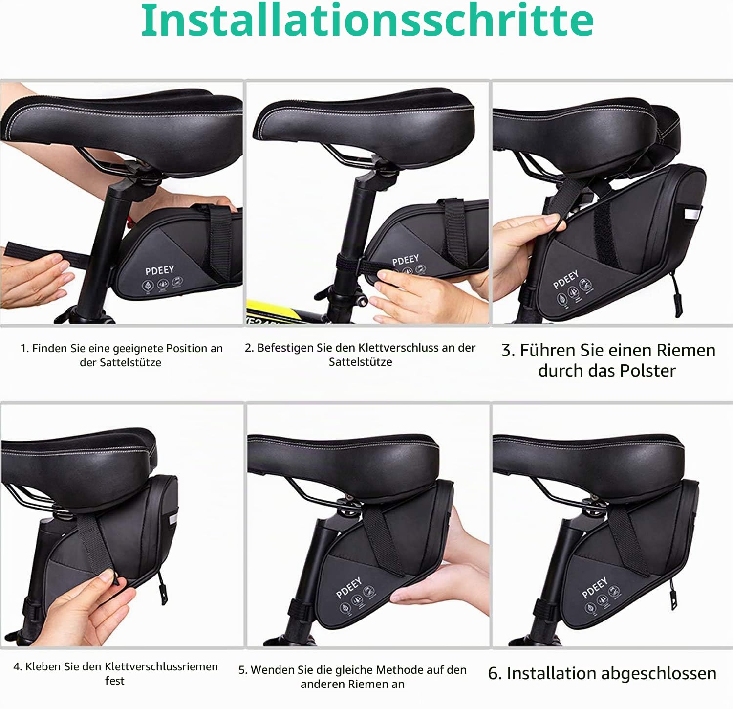 PDEEY Fahrrad Satteltasche, Bike Saddle Mountainbike Sattel Fahrradtasche Wasserdicht, Fahrrad Rahmentasche Gepäckträger Rennrad Tasche, MTB Fahrrad Zubehör Fahrradkoffer Sport & Freizeit
