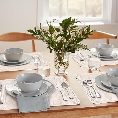 Miniatura 8 de Juego de 6 manteles individuales rectangulares de 100 % algodón, lavables a máquina, 13 x 18 pulgadas, para cocina o comedor, manteles individuales