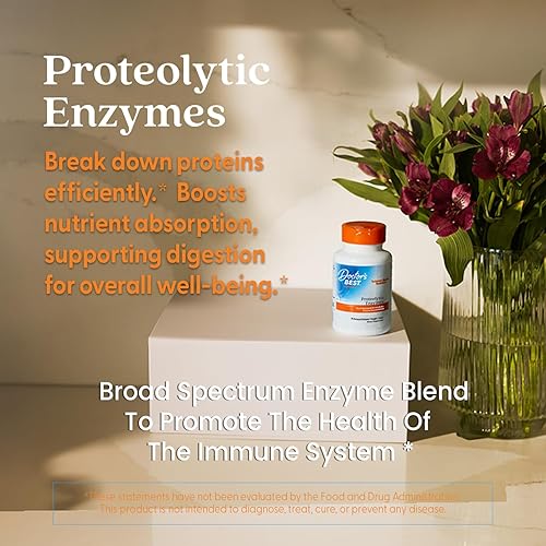 Vista 8 de Doctor's Best Proteolytic Enzymes, Broad Spectrum Proteolytic Enzyme Formulation, Non-GMO, Vegetarian 90 Delayed Release Veggie Caps