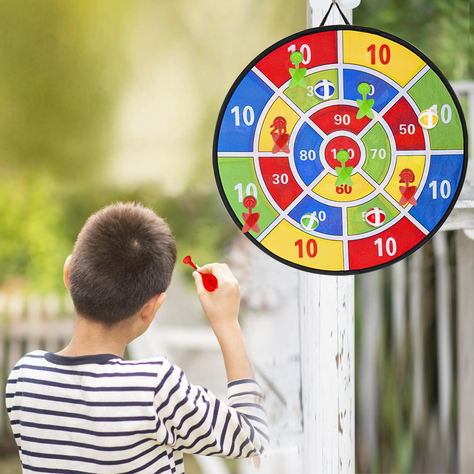 Gioco Freccette Per Bambini Con Bersaglio Pieghevole 73cm E Palline Adesive - Foto 7